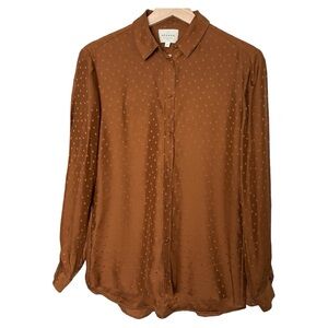 Sezane silk blouse size 34 FR, 2 US. Lovely rust color for autumn.